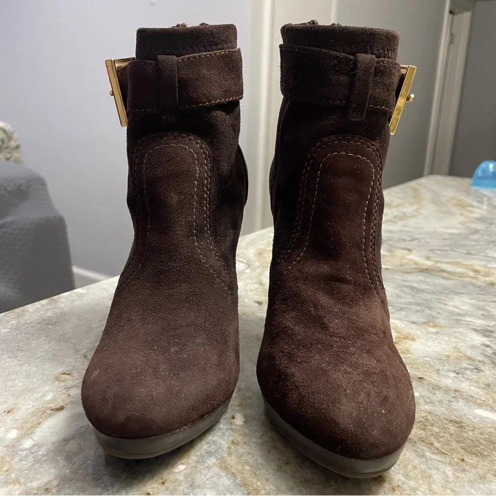Tory Burch Brown Suede Melrose Platform Ankle Brown Boots Women's 5.5 M